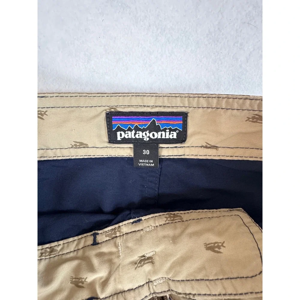 Patagonia Mens‎ Navy Blue Camo Waist Board Shorts Swim Trunks Size 30 Zip Pocket
